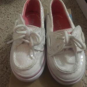 Girls white Sperry